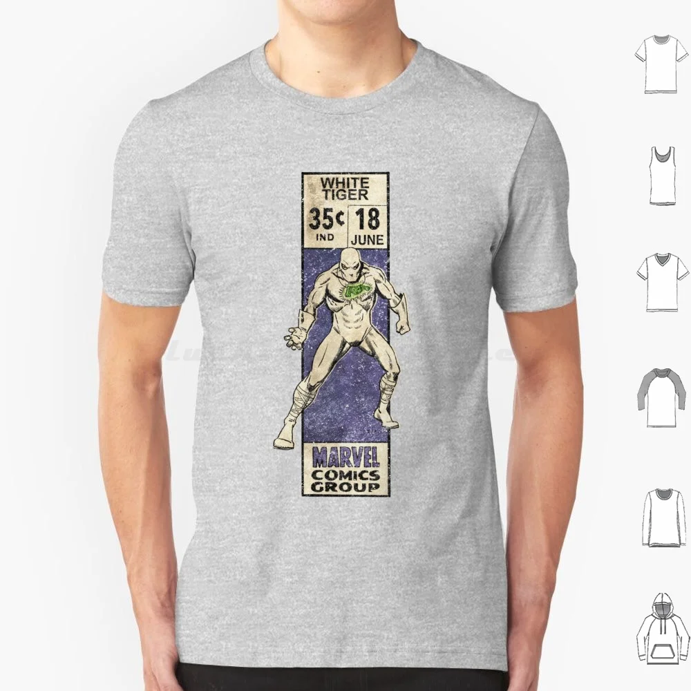 Camiseta Retro Corner Box-White Tiger de algodón para hombre y mujer, estampado DIY, cómics de superhéroes, cómics de la Edad de Bronce, Corner Box Retro Super Hero