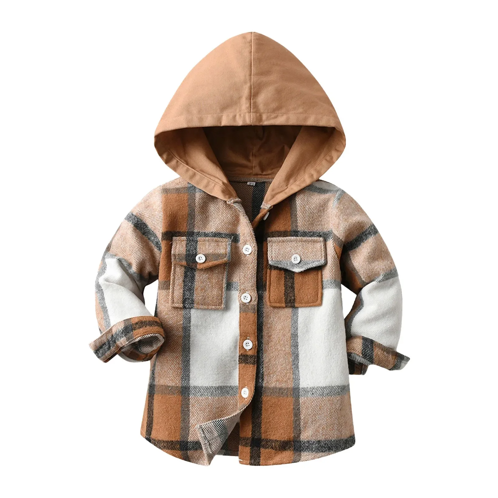 Toddler Kids Baby Outwear Coat Long Sleeve Hooded Warm Girl Jackets Plaid Jacket for Girls or Boys Long Padding Jacket for Kids