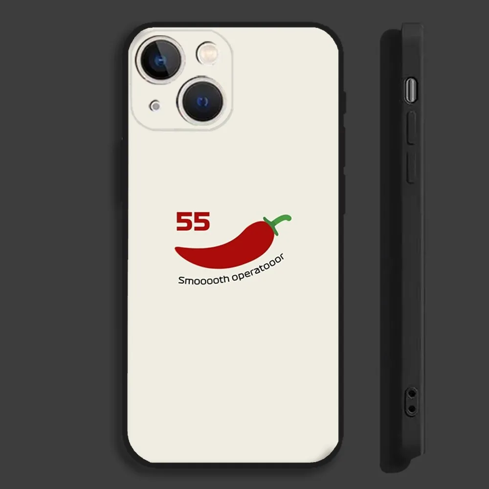 F1 55 Chili Logo C-Carlos S-Sainz Phone Case For iPhone 16,15,14,13,12,11,Pro,Max,Plus,Mini,X,XS,XR,8,7,6,S,SE Soft Black Case