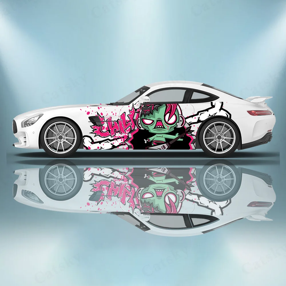 Horror Machine Skeleton Bone Splash Car Vinyl Wraps Decal Anti Scratch Sticker Suitable for Trucks SUV Decor Auto Accessories