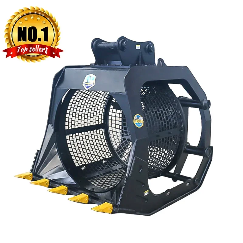 Excavator Attachment High Quality Rotary Screening Bucket Screening Bucket Motor