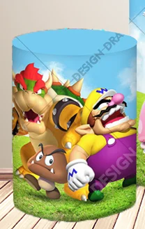 Fondo redondo de Super Mario para fiesta de cumpleaños de niña, telón de fondo Yoshi Toad, princesa melocotón, Margarita, cubierta cilíndrica, accesorio de decoración