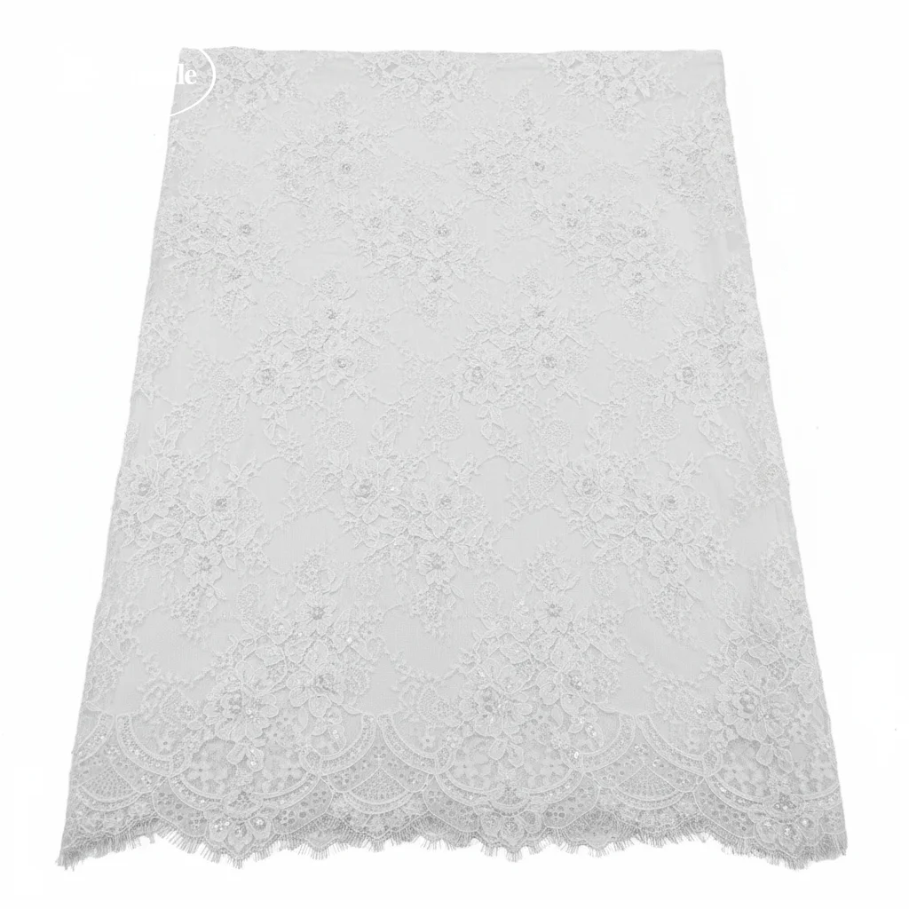 3 Meter Länge x 140 cm Breite, 2025 Perlen- und Paillettenkordel-Spitzenstoff, Perlen-Französisch-Spitzenstoffe für Hochzeitskleider und Brautkleider – Detail 7