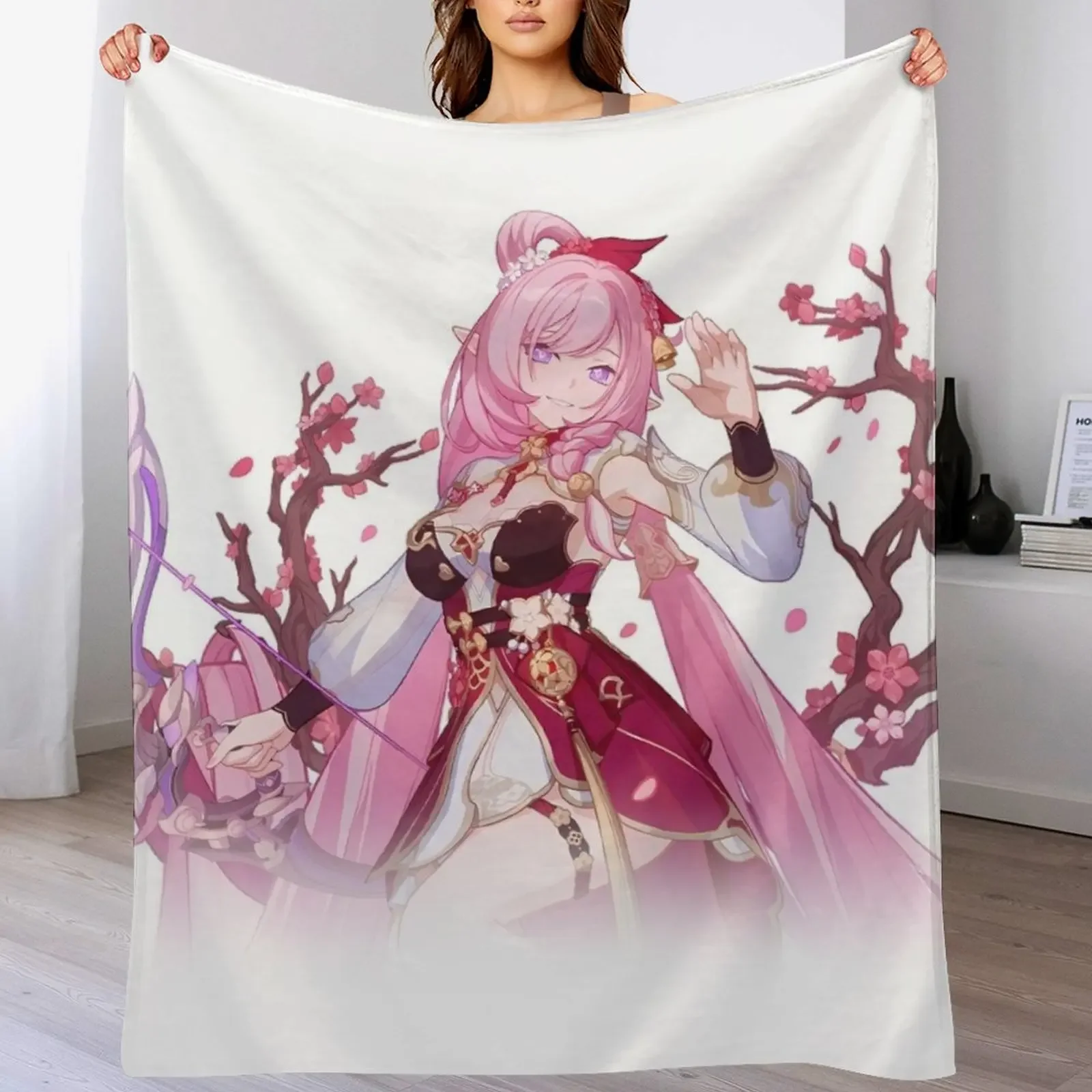 

Honkai Impact 3rd Elysia Herrscher of Human Ego Peachy Spring Throw Blanket All Season Soft Lightweight Blanket for Home