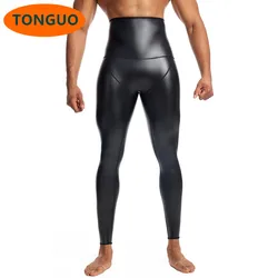 Neue schwarze Cowboy Lederhose Motorrad Reithose Herren hohe Taille Lederhose schlanke Pu Hose Herren Hose große Größe S-4XL