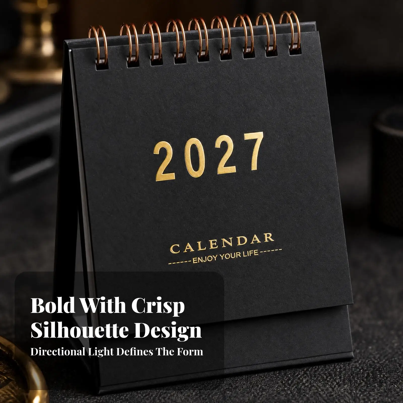 Spiral Bound Desk Calendar 2027 Paper Monthly Organizer with Triangular Stand for Computer Desk Workspace Use
