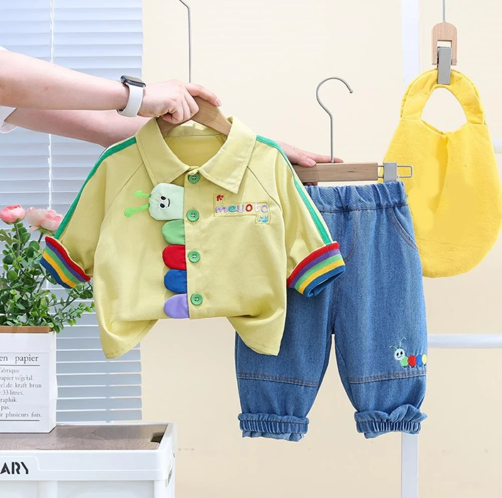 Chłopięce markowe ubrania zestawy dla maluchów wiosna jesień kreskówka gąsienica z długim rękawem koszule i spodnie dziecięce Bebes dresy do biegania