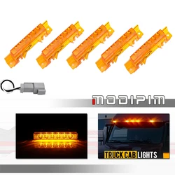 5PCS Amber/White LED Front Roof Cab Marker, Roof Running Light, Clearance Light Cab Light For Volvo 2004 VN/2003-2020 VNL Trucks