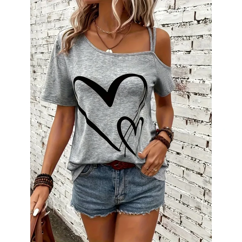 

Дизайн в форме сердца, новый узор, принт, текстура основы, весна-лето, женская блузка с круглым вырезом и длинными рукавами