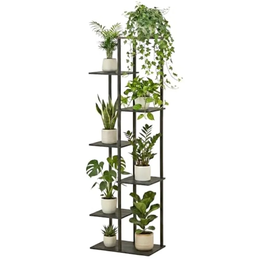 

Plant Stand Indoor 8 Potted Metal Wood Plant Shelf, Multiple Flower Pots Corner Tall Plant Holder Stands for Living Room Balcon