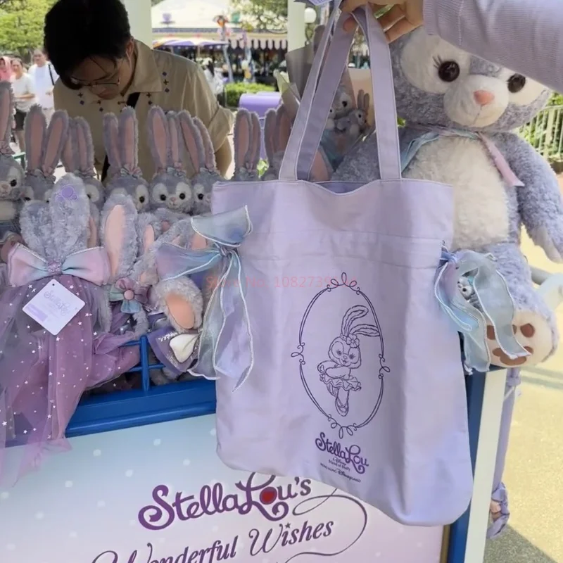 Disney Stellalou dreams of dancing, bolsos morados bonitos, bolsos de hombro con estampado de dibujos animados Kawaii, bolso de compras de gran capacidad para niñas