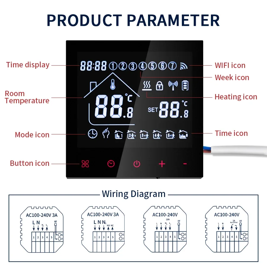 Tuya WIFI Thermostat Electric Floor Heating Electric/Water Gas Boiler Temperature Remote Controller Smart App Google Home Alexa