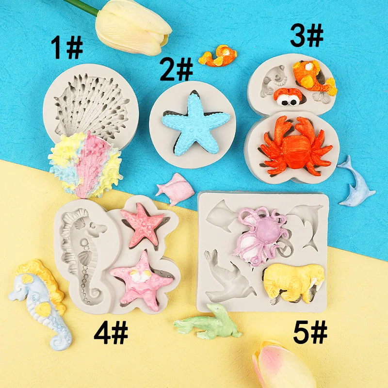 

Candy Chocolate Silicone Mold Set Shell Marine Animal Shape Candy Pudding Cake Decoration Mold Set DIY 3D Cake Decorating Tools