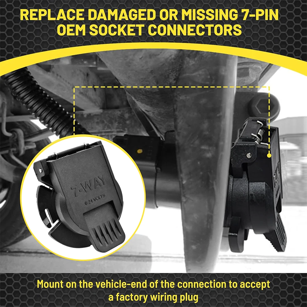For Trailer Tractor 7 Pin Trailer Socket Adapter 6-24V 7-way RV Motorhome Power Plug Socket Connector Accessory