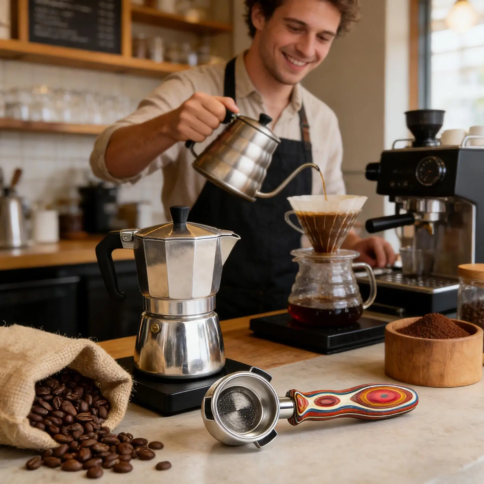 

Портафильтр 54 мм с деревянной ручкой, профессиональный, для дозирования и распределения кофе, замена для домашнего кафе