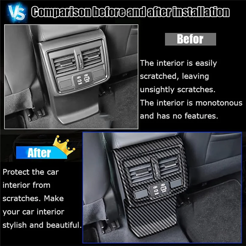 

For Subaru Forester 2025 Rear Air Conditioning Outlet Vent Cover Anti Kick Panel Interior Accessories Carbon Fiber