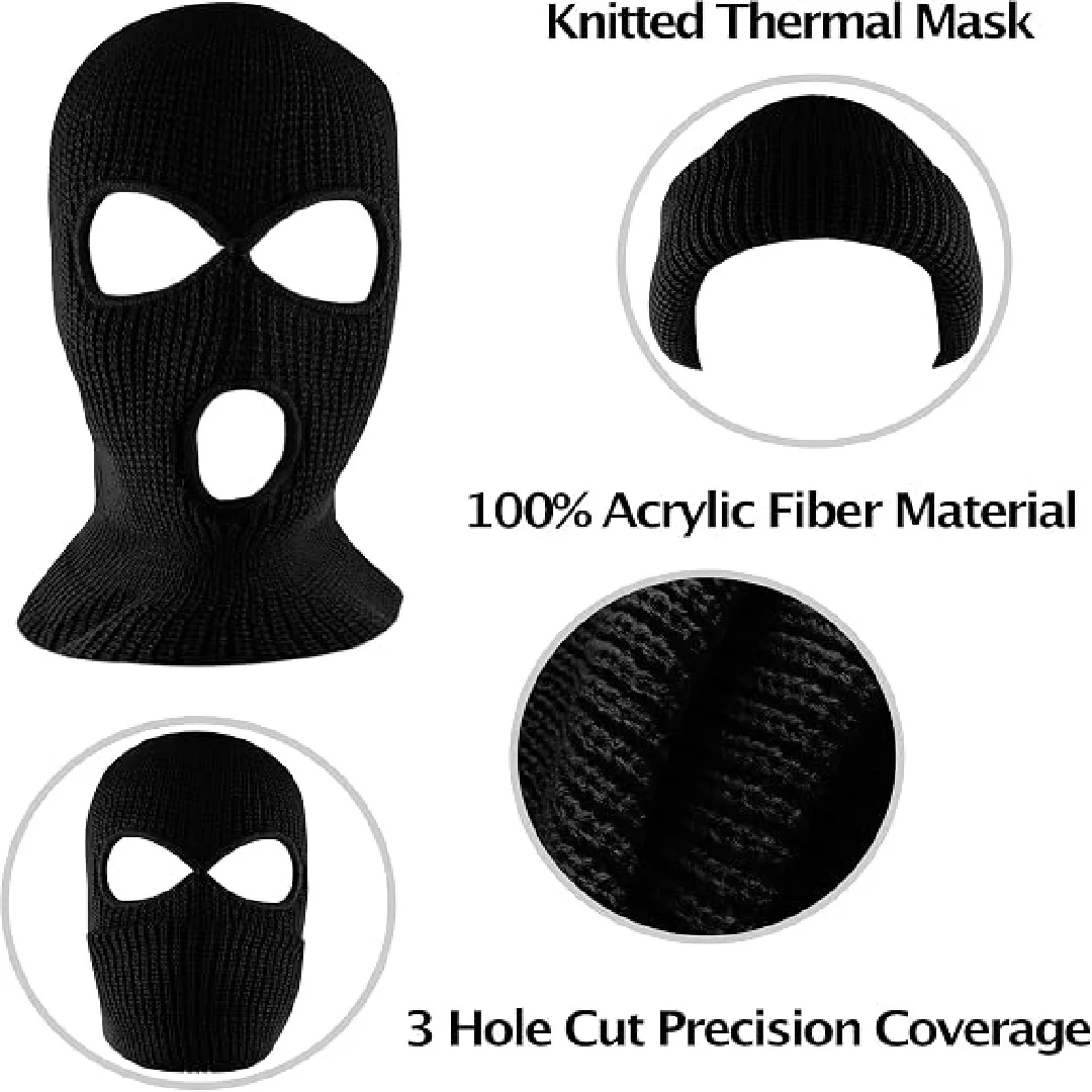 Winter Balaclava Face Cover 3 Hole Mask Knitted Pullover Hat Full Face Mask For Men Women Outdoor Sports Cycling Neck Gaiter