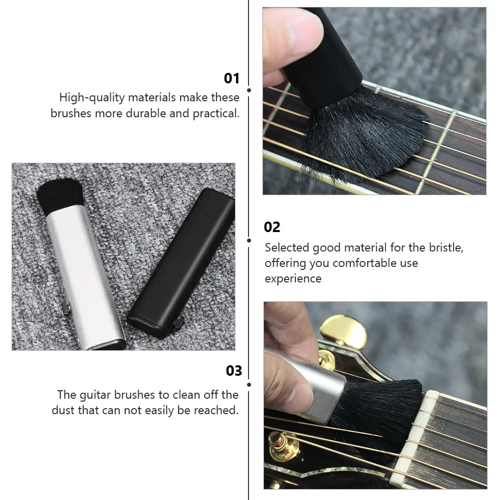 

3 PCS Guitar Cleaning Brush Tools Foldable Accessories Wool Multi Functional Crevice