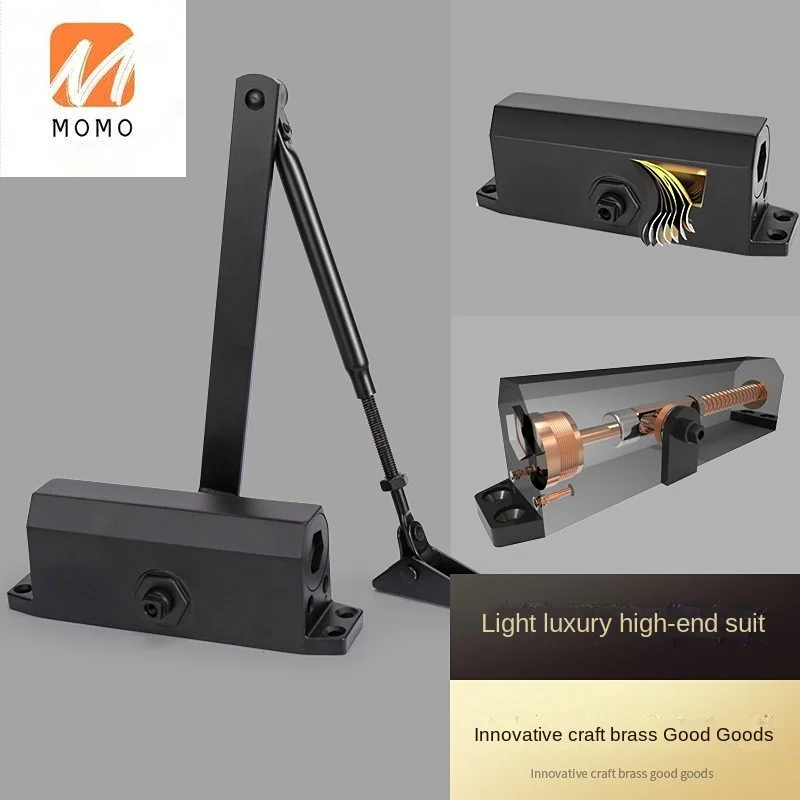 Door Closer Hydraulic Buffer Closed Door Household Load-Bearing 50-100kg Large Size Door Closer Matte Black