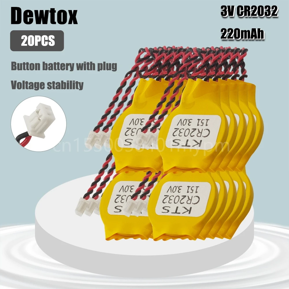 20 قطعة dewox CR2032 3 فولت اللوحة CMOS قطاع خط بطارية ليثيوم للكمبيوتر المضيف مجلس اختبار الجلوكوز في الدم