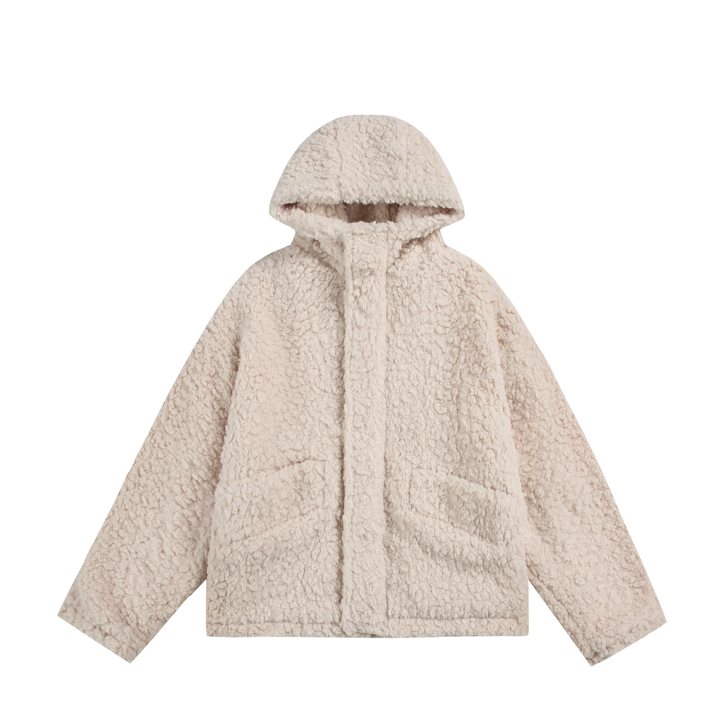 

MAO осенне-зимняя мягкая теплая футболка для пар, цветная свободная термобелье, модная куртка с капюшоном из меха ягненка