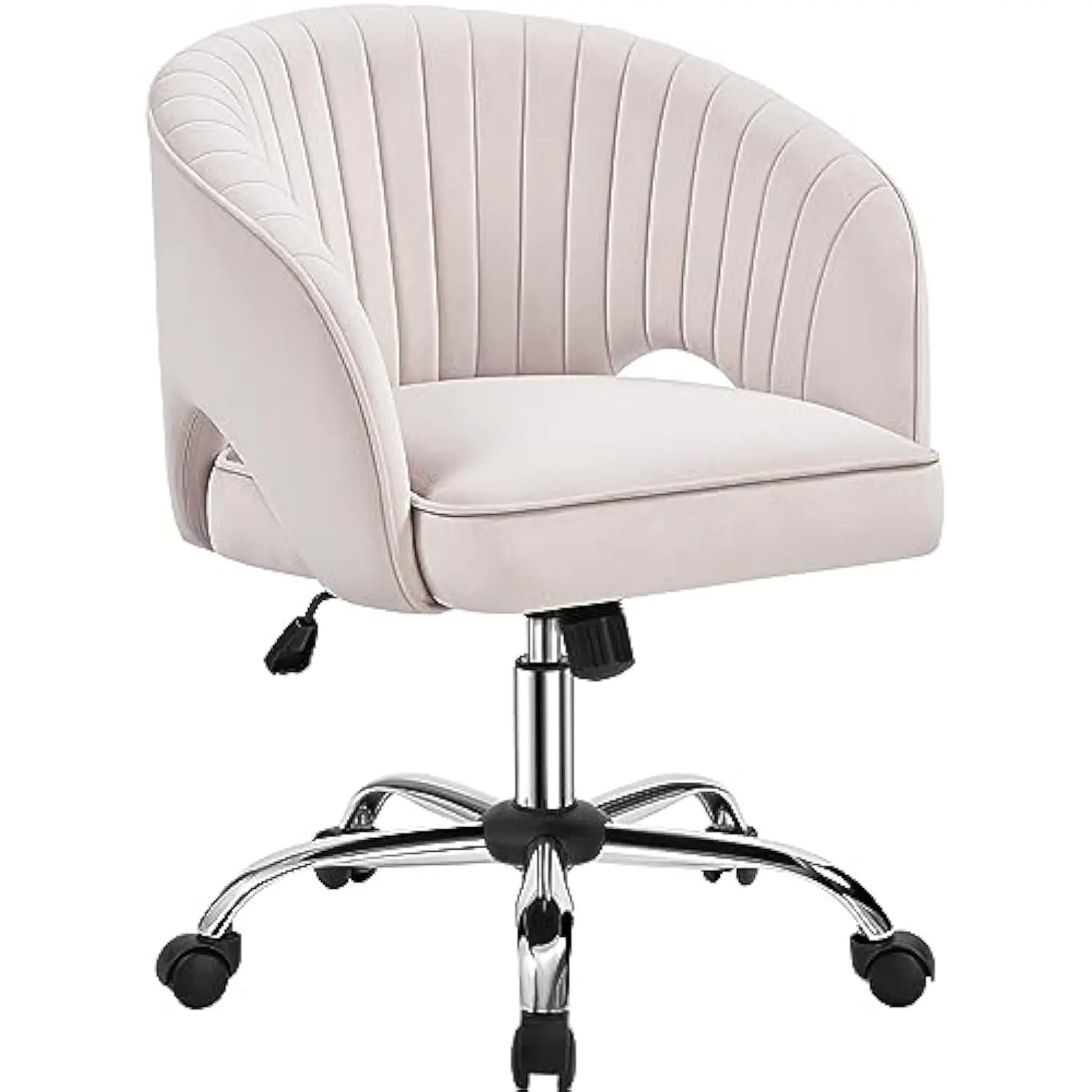 

Cute Desk Chair Velvet Vanity Chair with Wheels Home Office Upholstered Modern Swivel Armchair with Tufted Barrel Back for Stu