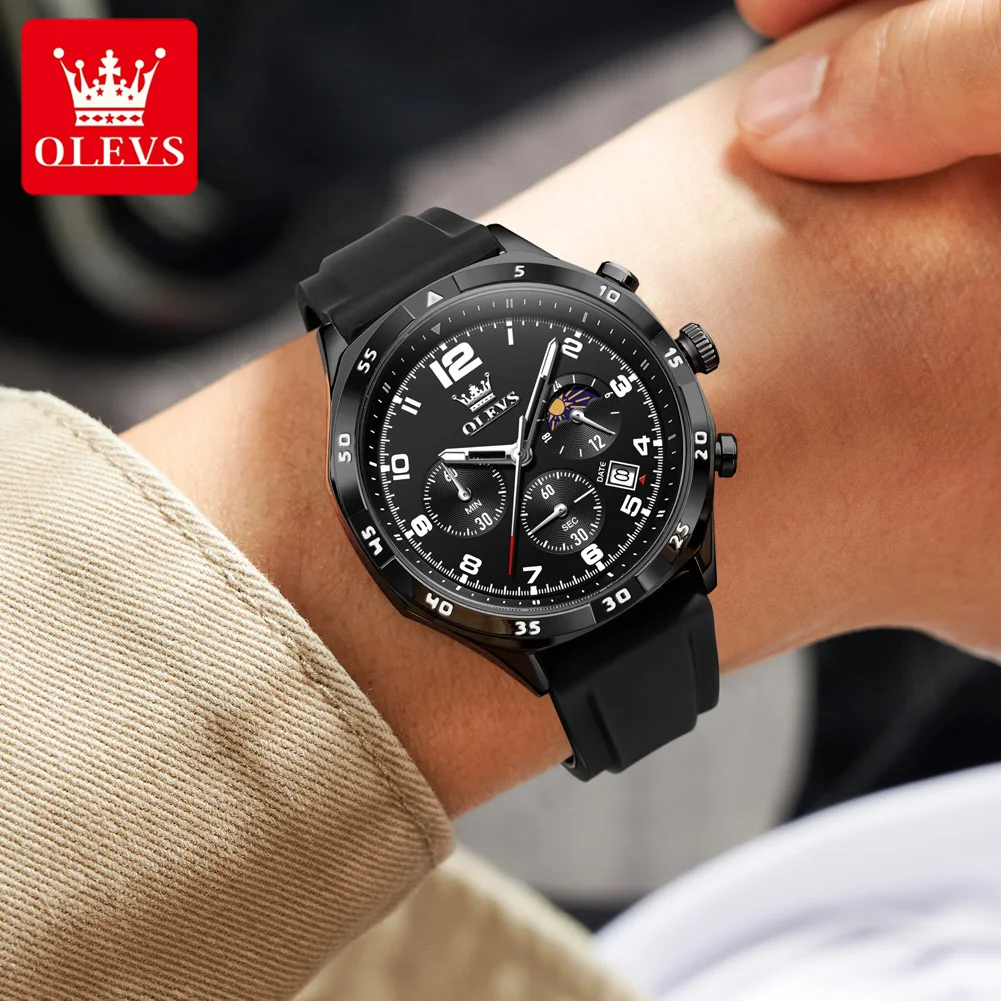OLEVS 2986 Brand original authentic watches for man luxury New multifunctional chronograph calendar tape quartz men's watch