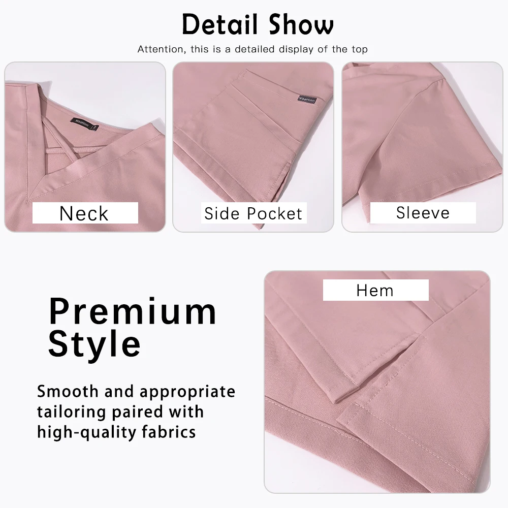 หลากสีชุดขัดทางการแพทย์ผู้หญิงโรงพยาบาลชุดสครับความงามโรงพยาบาลเสื้อผ้าพยาบาลอุปกรณ์เสริมทันตกรรมศัลยกรรมชุดทำงาน