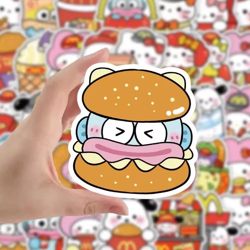 51 Uds dibujos animados McDonald's Sanrio HelloKitty Kuromi pegatinas funda de teléfono móvil guitarra taza equipaje decoración pegatinas al por mayor