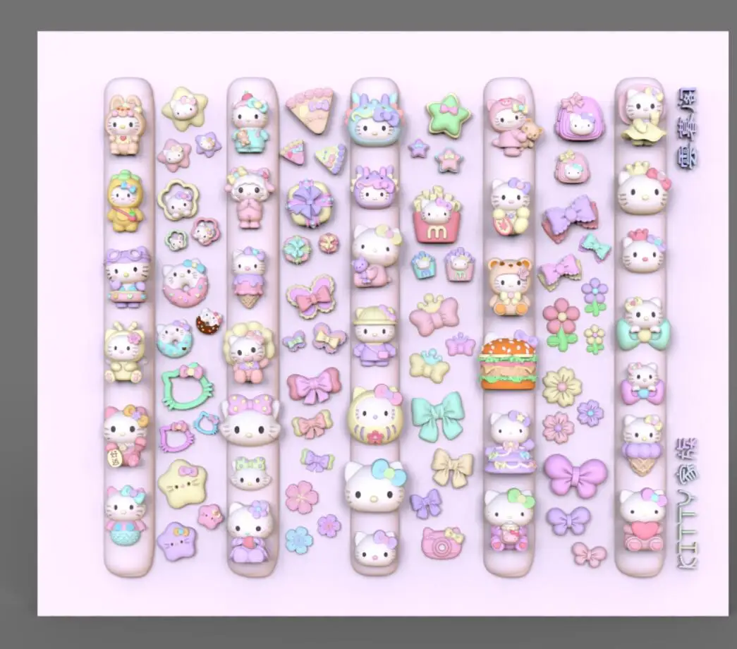 1 pz grande Hello Kitty Dress Up Series Stampi per unghie Adesivi Fiori fai da te Farfalla Archi Stampi colorati fai da te Pendenti e ciondoli Decorazione per unghie