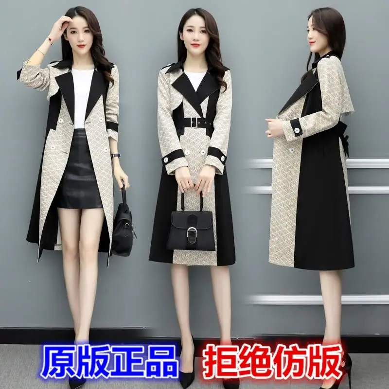 British windbreaker women's mid-length 2022 spring new fashion temperament over-the-knee coat popular coat spring and autumn