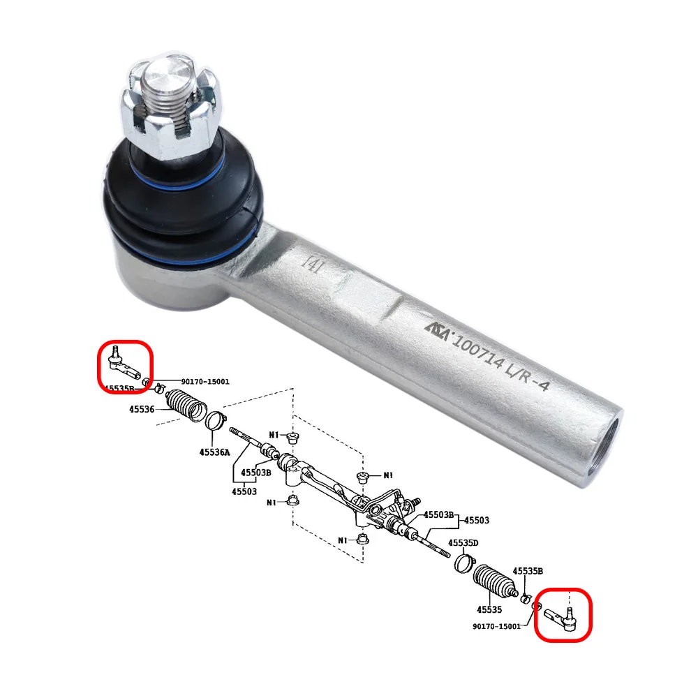 Tie Rod End LEFT&RIGHT for TOYOTA PRADO J120 2.7L 4.0L 3.0D 3.0TDI 2002-2010 45046-39505 Steering Rack Component