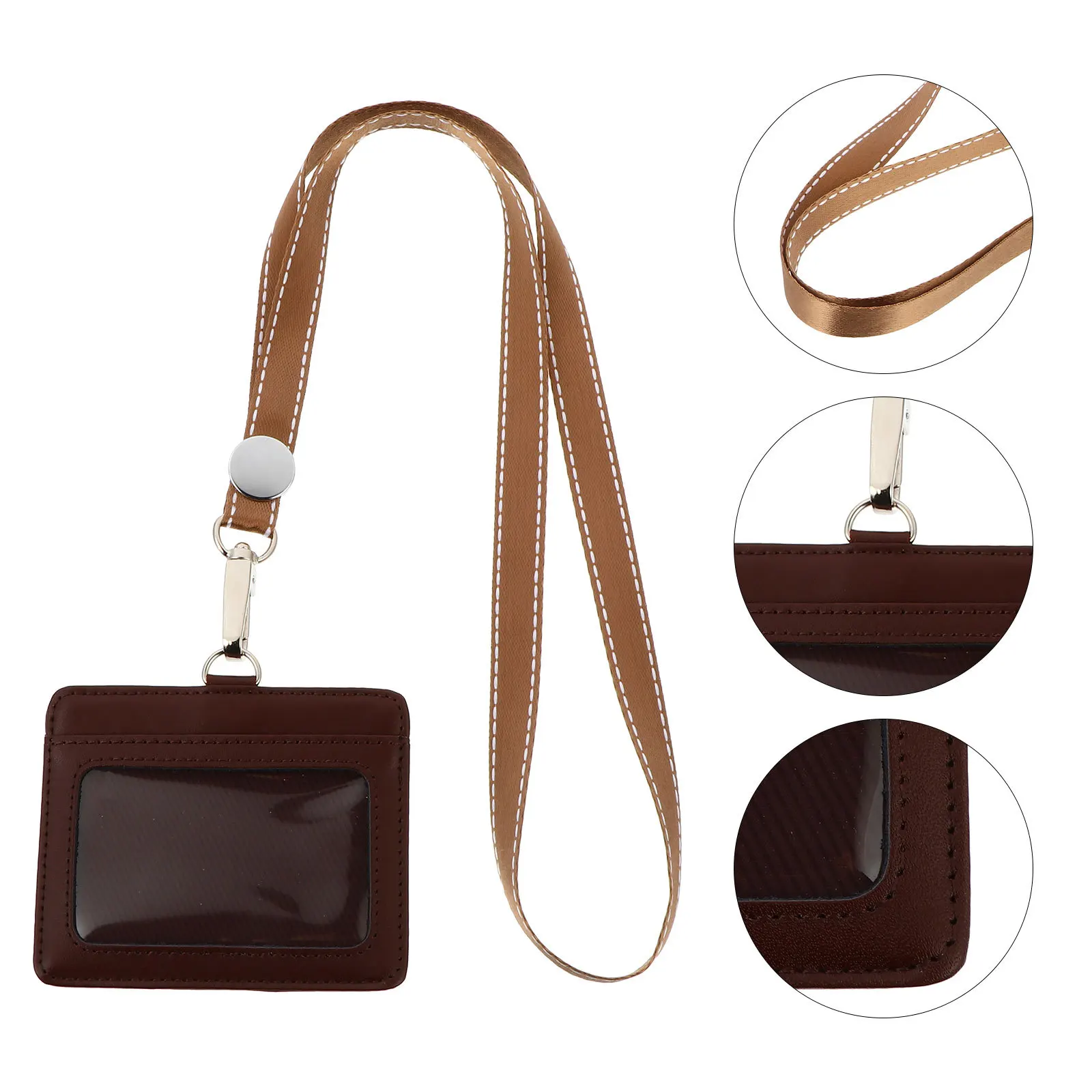

Id Badge Holder Hanging Buckle Zinc Alloy Anti-Rust Two- Storage Badge Sleeve For Office Security Work