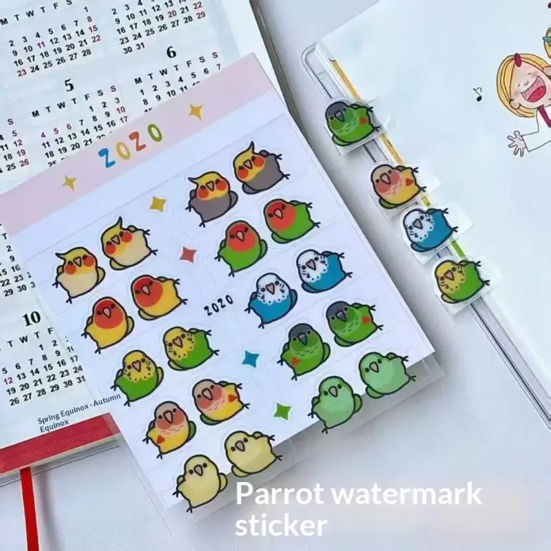 10 Pairs Of Stylish And Creative Parrot  Stickers, Decorative Bookmarks For Organization And Marking