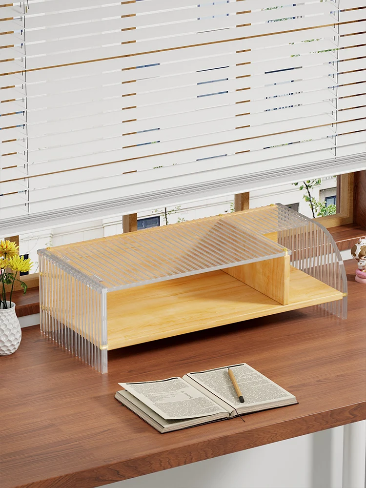 

Acrylic Desk Riser Notebook Elevation Stand Office Desktop Organizer Workstation Storage Tray Scandinavian Style Adult Use
