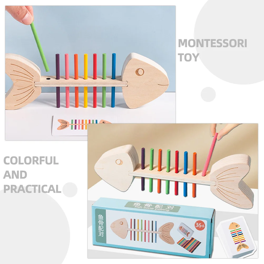 Classificazione dei colori Riconoscimento dell'accoppiamento Giocattolo in legno per lische di pesce Giocattoli per bambini con bordo occupato