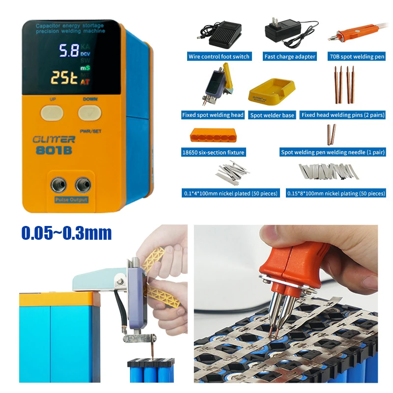 Máquina de soldadura por puntos de batería con condensador de almacenamiento 801B, pantalla Digital LED de 11,6 kW, soldador por puntos pequeño portátil de 100 ~ 240V