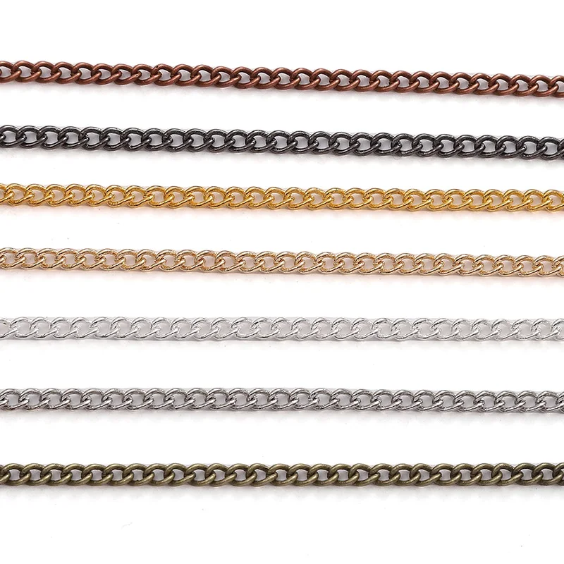 1/5M 1.3/1.6/2/2.5MM Seven Colors Copper-Clad Iron Chain Necklace Jewelry Making Discovery Handmade DIY Necklace Chain Materials