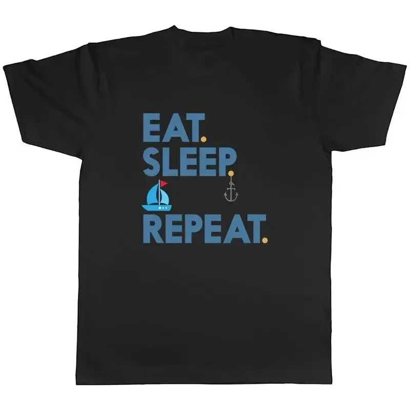 Boats Mens TShirt Eat Sleep Boats Repeat Unisex Tee Gift