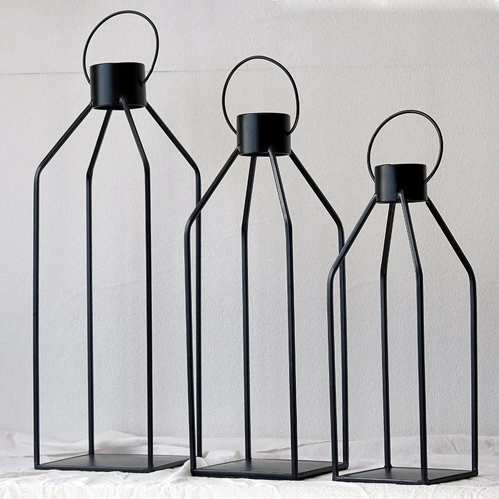 3x Candle Lantern Home Ornament Gifts with Hanging Hole Stylish Candle Holder for Dining Room Wedding Hotel Home Entryway