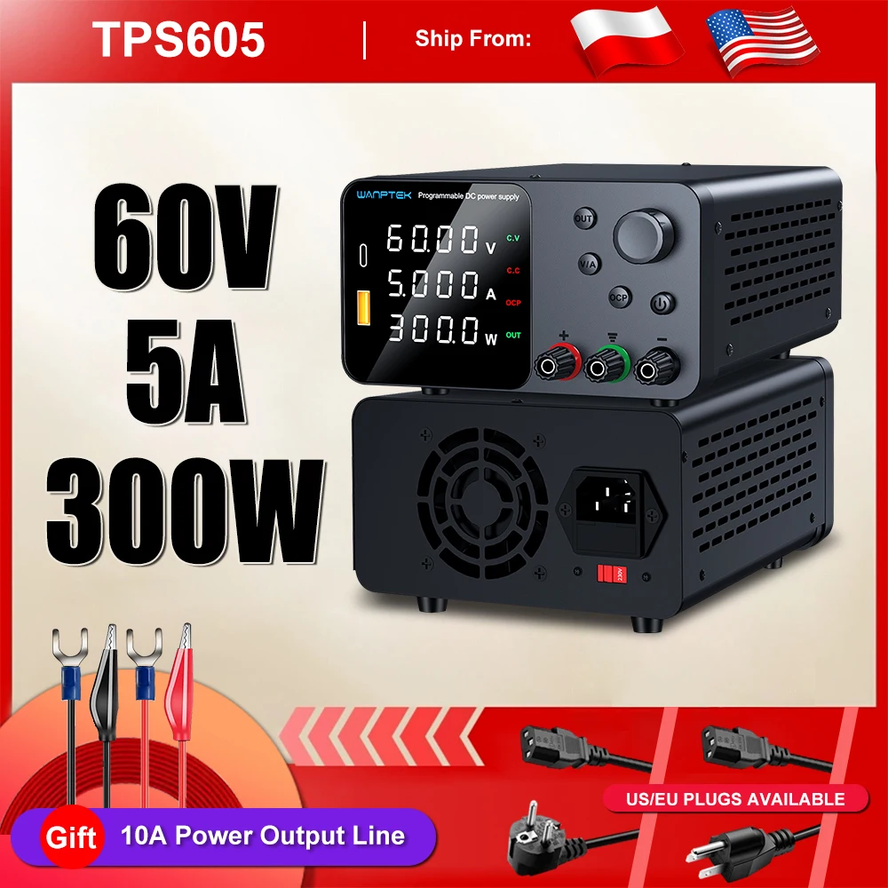 Wanptek DC-Labor-Netzteil, 30 V, 10 A, 60 V, 5 A, einstellbarer Spannungsregler, voreingestellter Spannungsstrom, Dual-Eingangsspannung, 220 V/110 V
