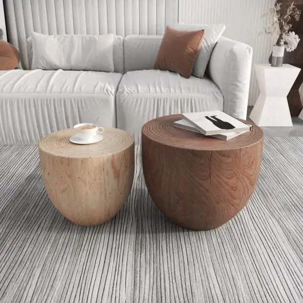 Solid wood pier stool wooden pier edge few stumps ornament round living room household chair wooden pier