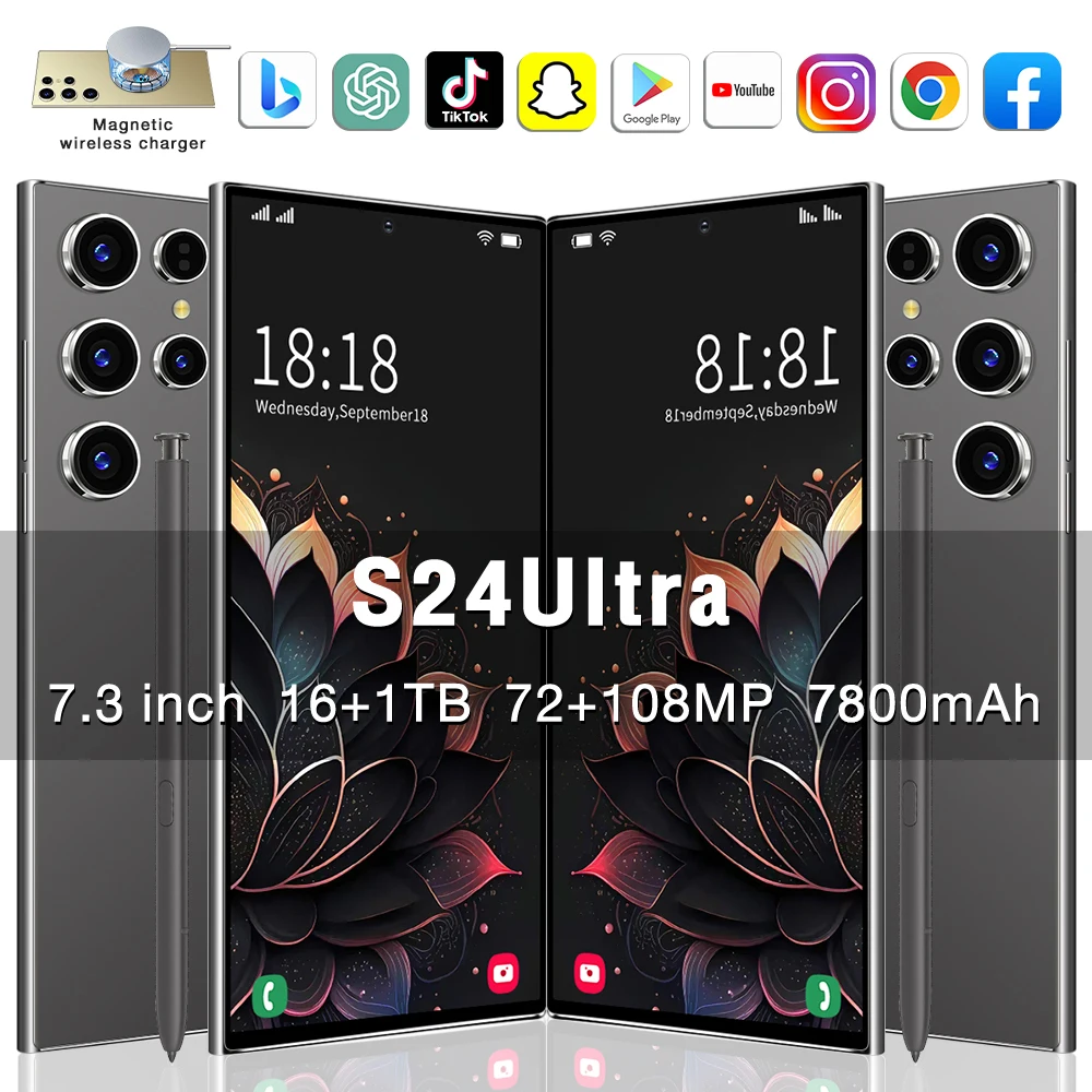 2025 新しい S24 ウルトラスマートフォンオリジナル 7.3 インチ Celulares Android Moblie 電話ロック解除 5 グラムデュアル Sim グローバルバージョン携帯電話