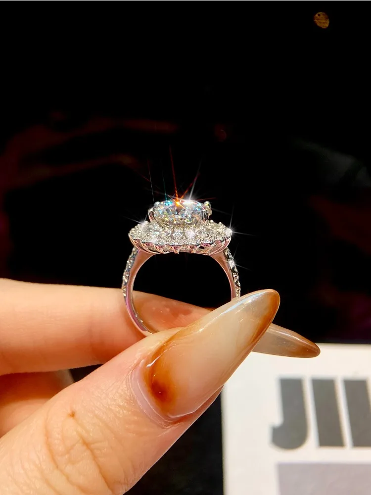 Real D Color 5CT Big Moissanite Diamond Rings For Women 925 Sterling Silver Gypsophila Flowers Wedding Ring Fine Luxury Jewelry