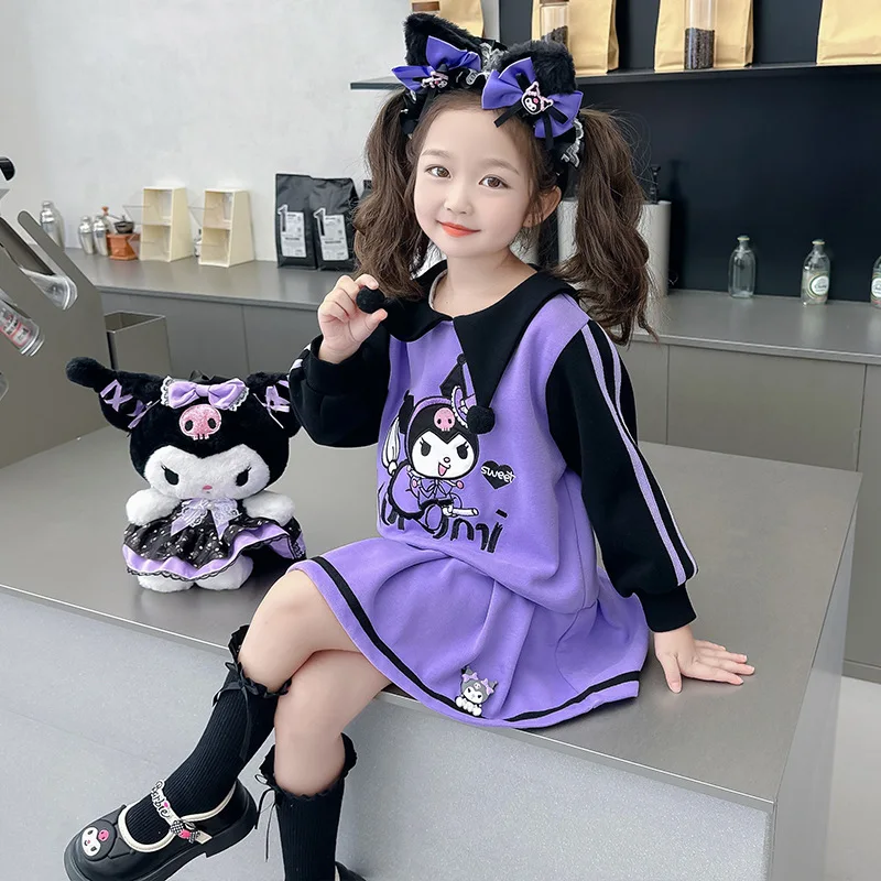 Hoodie Skirt Sanrio New Girl Weiyi Skirt Leisure Time Motion Suit Hello Kitty Spring Girl Skirt Color Collision Kawaii Cartoon