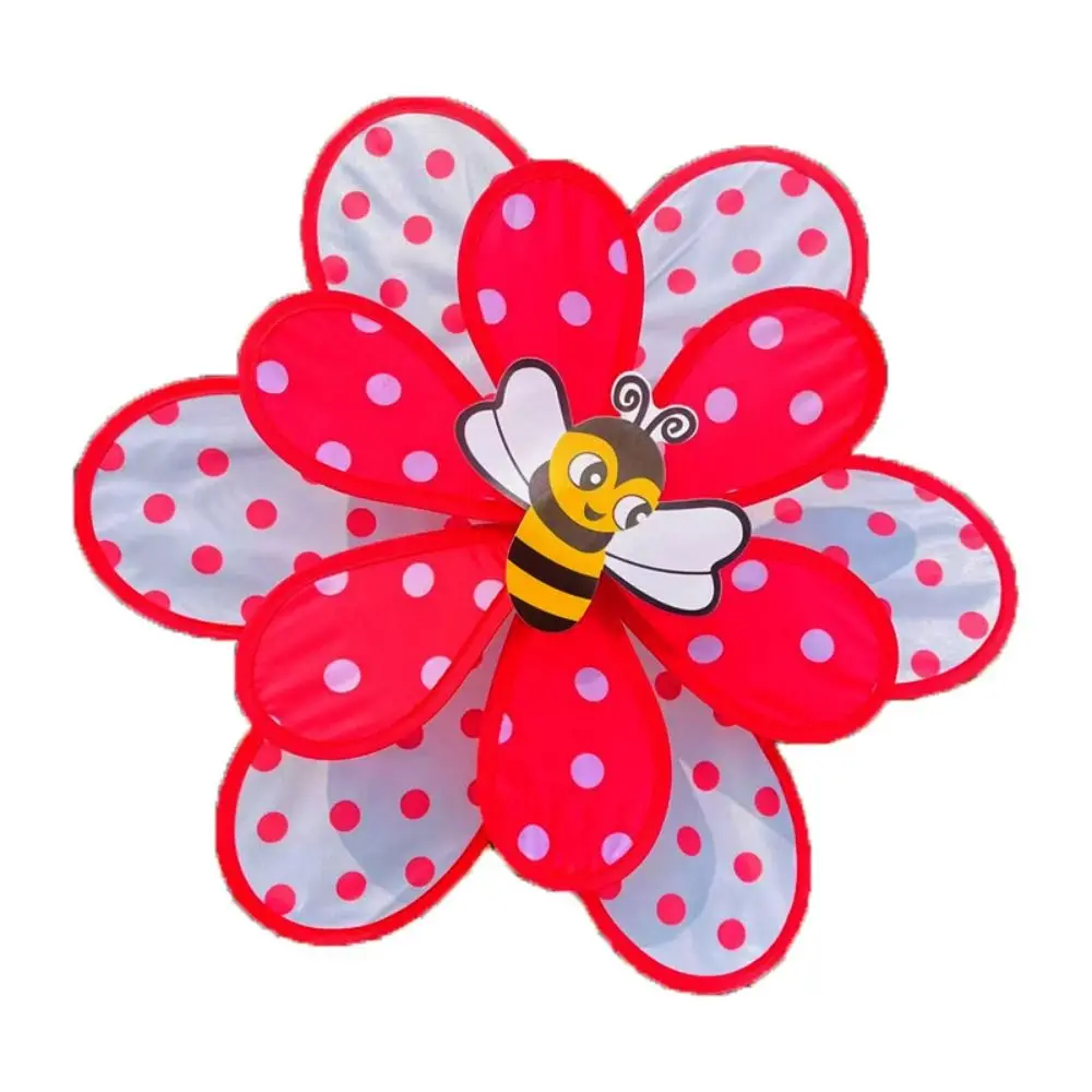 Multistyles Six Petal Flower Polka Dot Windmill Diameter 38cm PVC Cartoon Fiberglass Pole Windmill Picnic Decor Toys
