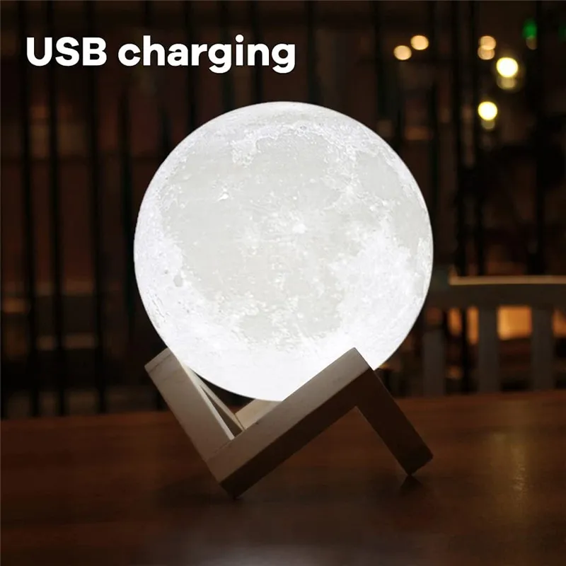 15CM LED Moon Lamp 3D Rechargeable Moon Lights with Remote Touch Control 16 Colors Night Light for Bedroom Decor Kids Child Gift