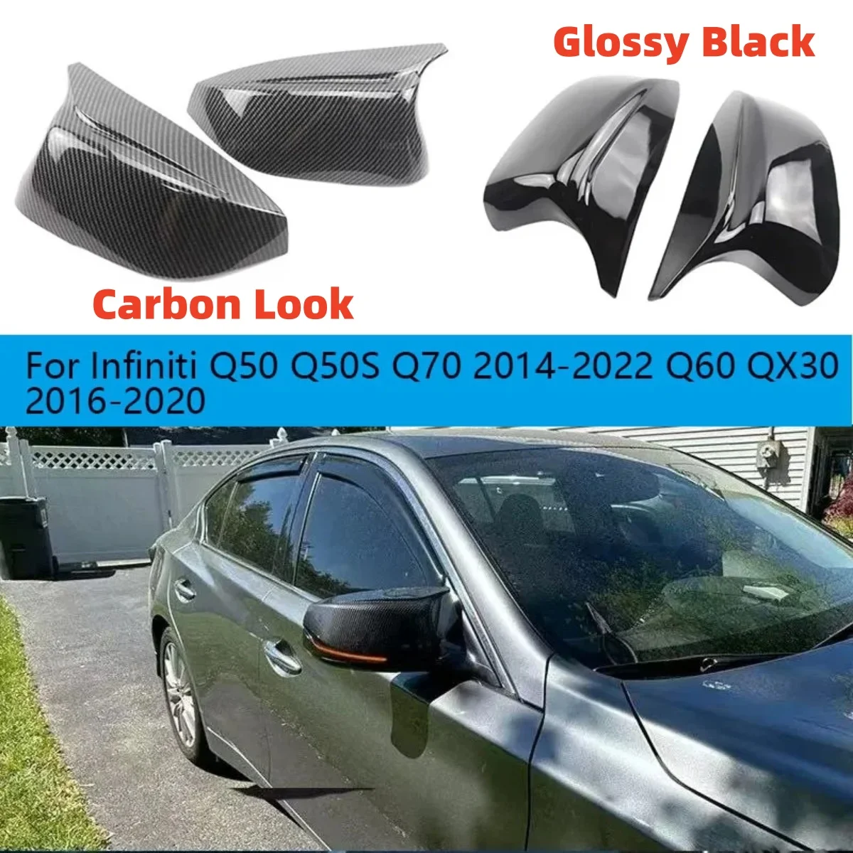 

Сменная крышка дзеркала Pari для Infiniti Q50 Q50S Q70 Q60 QX30 2016 + крышки зеркал заднего вида, чехол для зеркала заднего вида