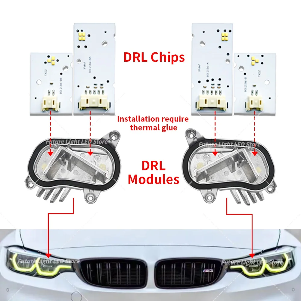 Yellow Angel Eyes DRL Module For BMW M3 F80 M4 F82 F83 F32 F36 LCI 2018-20 Adaptive LED Headlight Daytime Running Light Blue Red