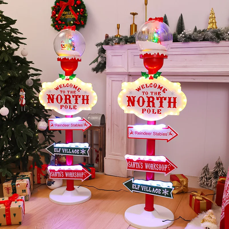 Christmas Sign Decor, Lighted Santa Snow Globe, Festive Holiday Ornaments, Christmas Atmosphere Decorations